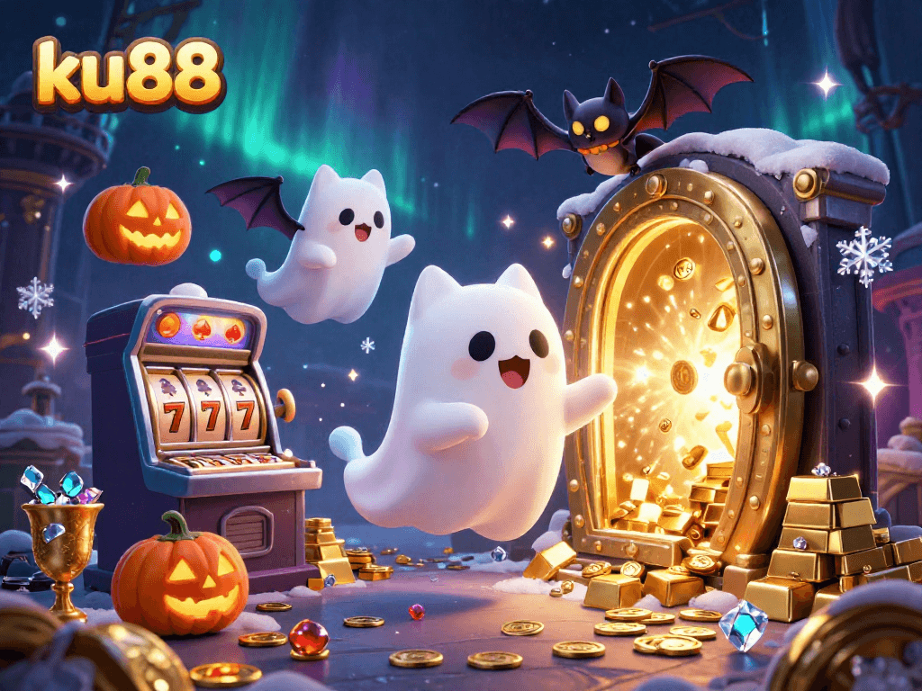Experience the thrill of ku88 casino with vibrant 3D characters and glowing treasures.