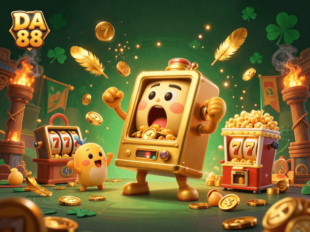 DA 88 slot machine celebrates jackpot victory in an exciting casino atmosphere