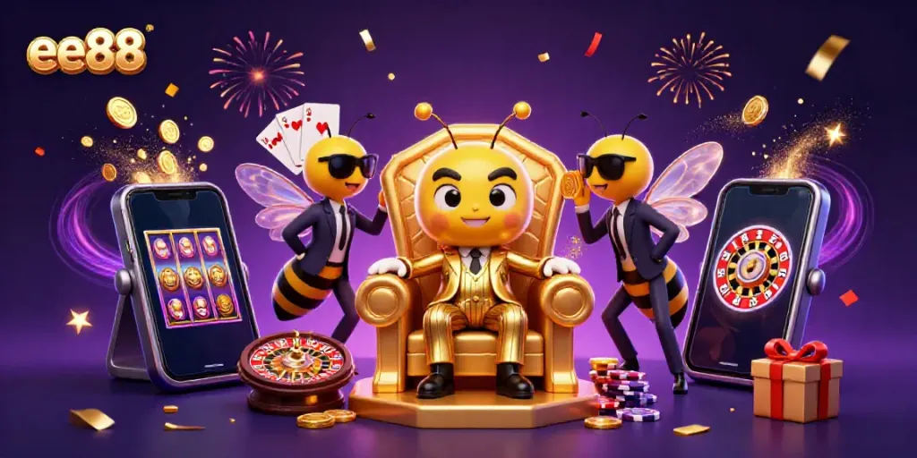 Experience thrill with ee88's 3D cartoon mob boss in an exciting casino-themed scene full of games.
