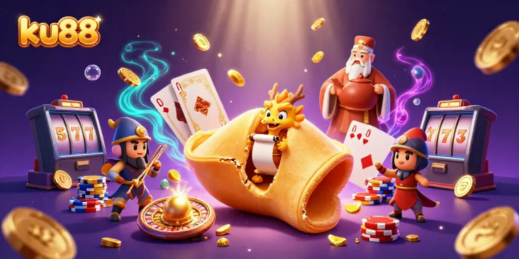 Experience thrilling games at ku88 with a vibrant casino atmosphere featuring golden treasures and epic winnings.