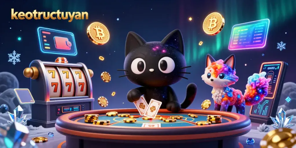 Engage with keotructuyen's entertainment through a cosmic casino scene featuring magical characters.
