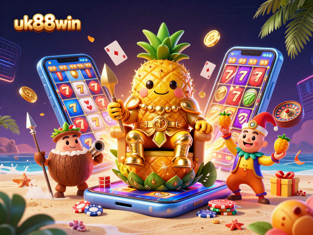 Experience thrilling gameplay at uk88win with the gold pineapple king and casino elements.