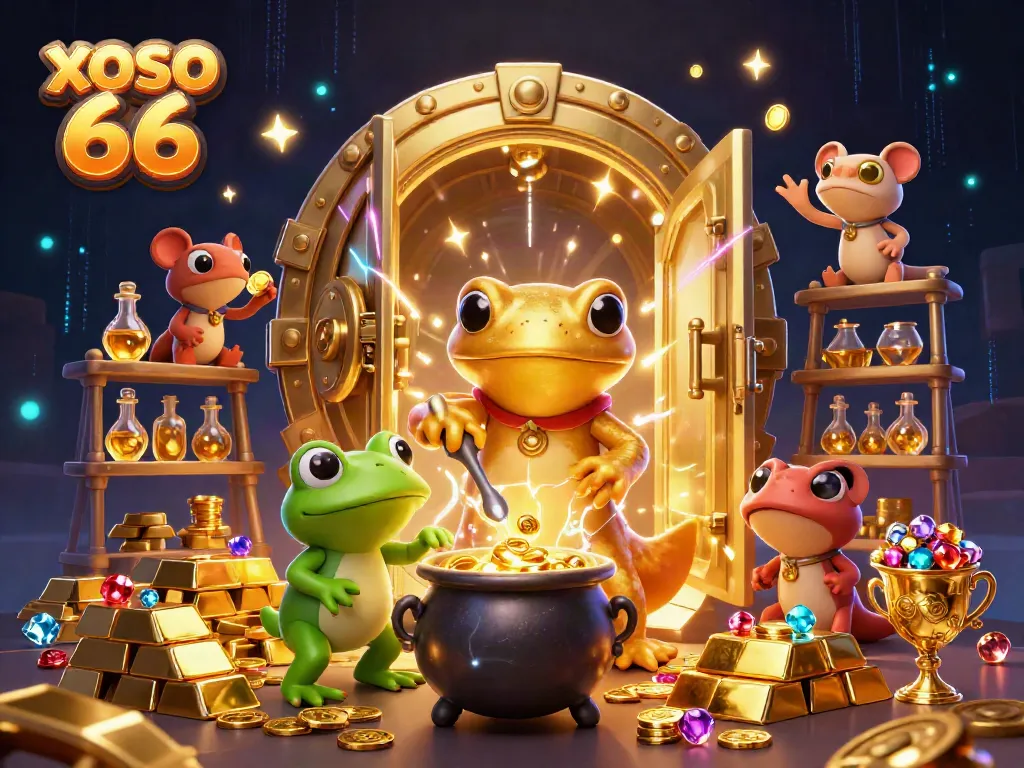 Experience XOSO 66's enchanting alchemist scene filled with gold and thrilling elements.