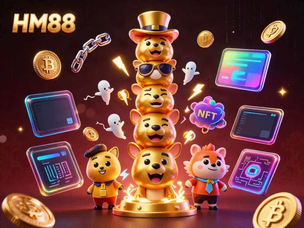 Engage in thrilling games at HM88 with a vibrant casino-themed illustration featuring a golden totem pole.