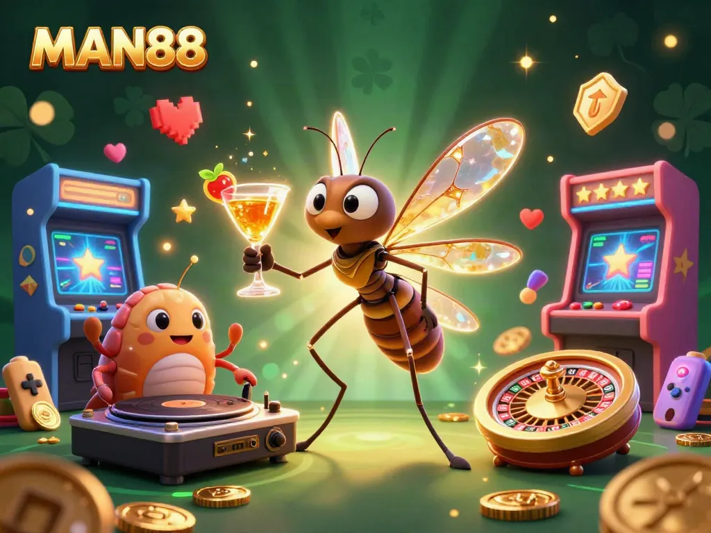 Engage with the MAN88 casino experience featuring vibrant gaming elements and immersive characters.