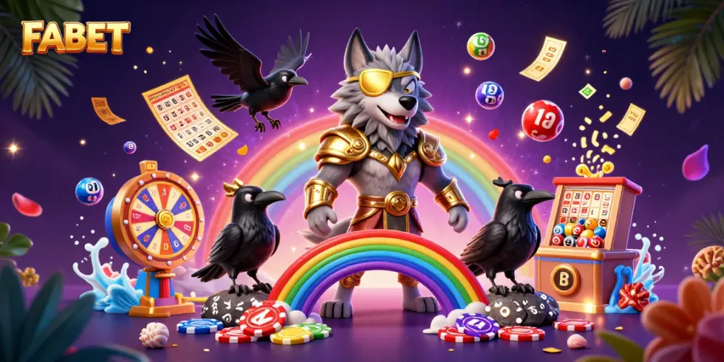 Join FABET in this vibrant scene of dynamic gaming excitement with colorful lottery elements.