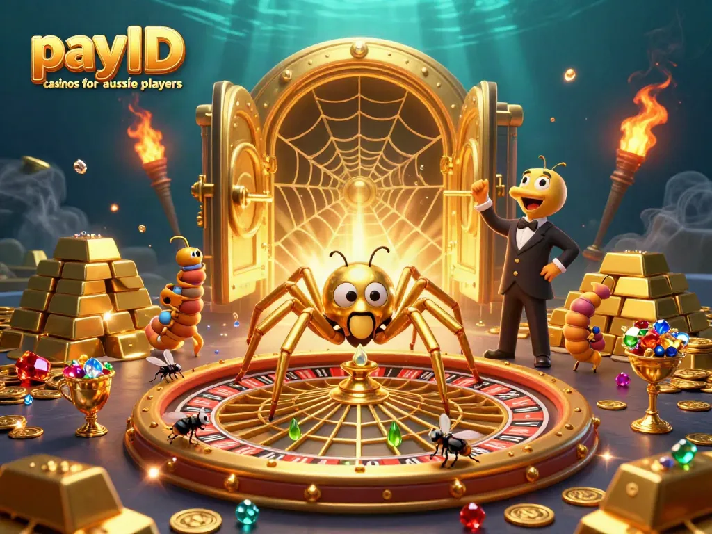Engaging scene showcasing payID casinos for Aussie players with dynamic casino elements and vibrant characters.