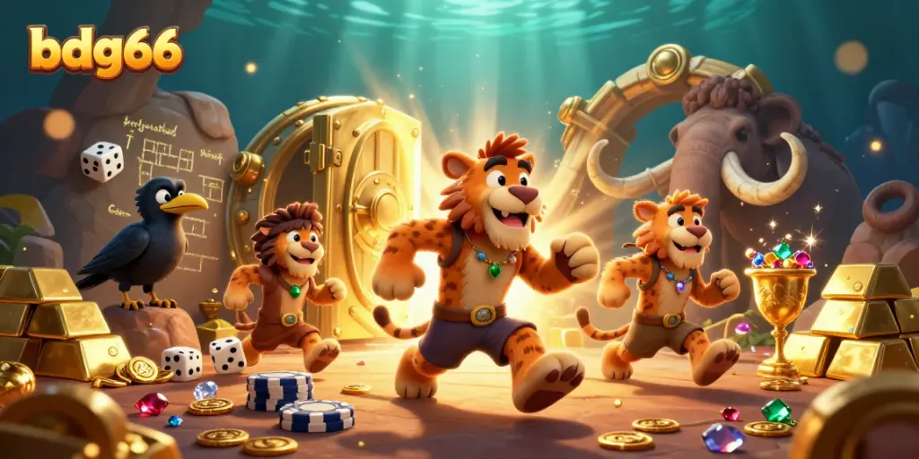 Experience vibrant gaming action with bdg66 in this captivating 3D casino illustration scene.