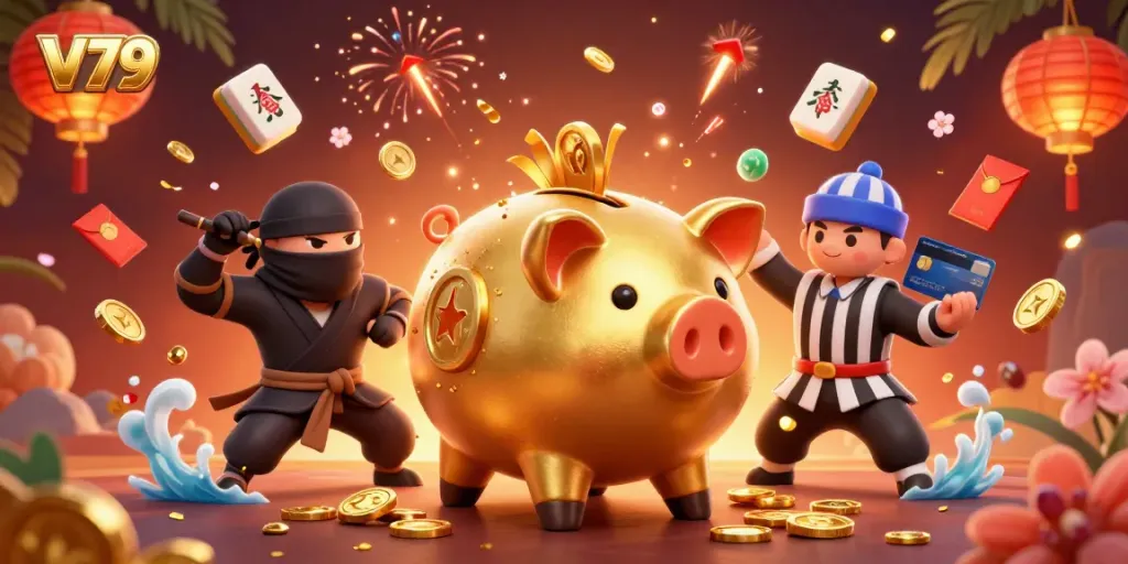 Experience thrilling moments at V79 with dynamic gaming elements and colorful characters.