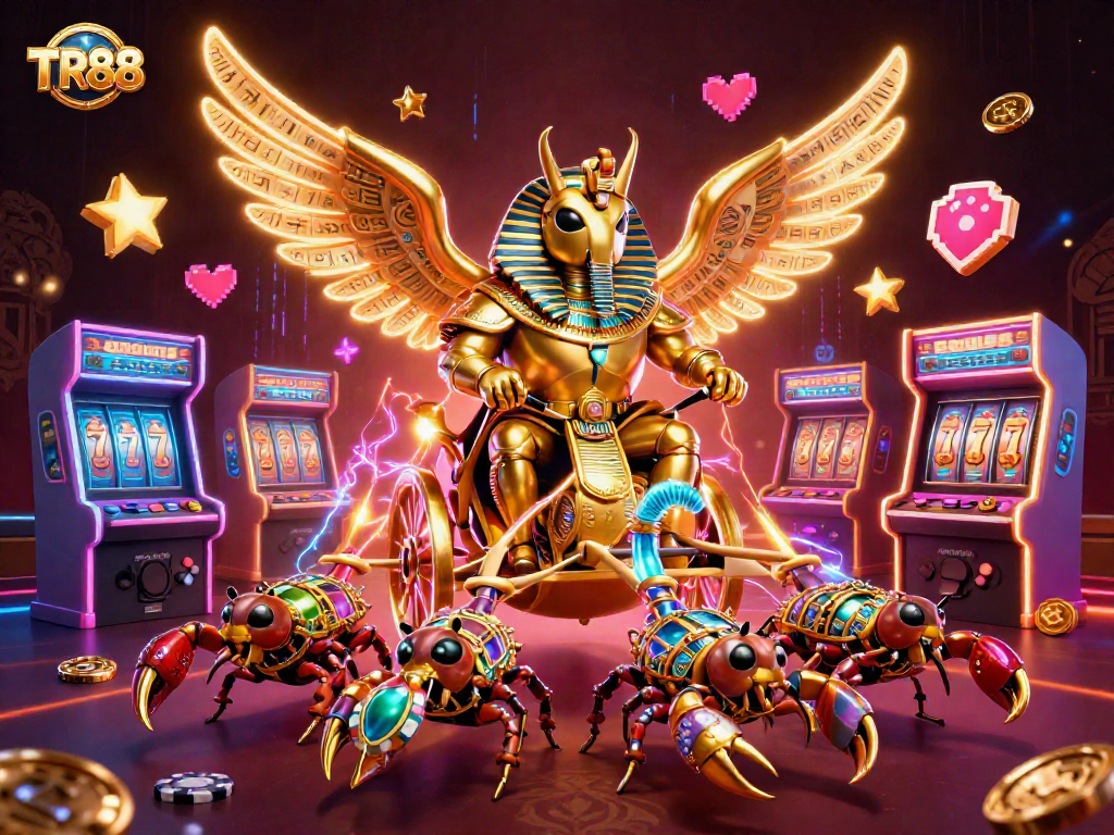 TR88 reveals thrilling casino adventures with a golden scarab beetle and vibrant game elements.