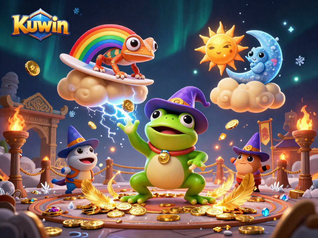 Kuwin offers an exciting 3D gambling scene with vibrant characters and dynamic casino elements showcasing luck and adventure.