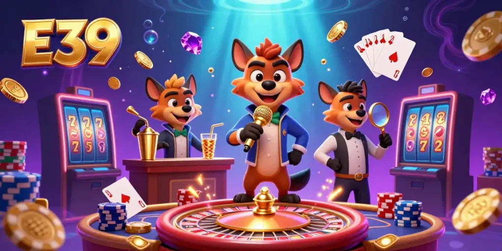 Experience the exciting casino atmosphere at E39 with hyenas delivering laughs, drinks, and security.