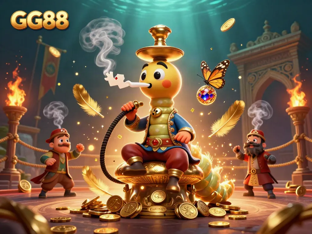 Experience dynamic gaming action with GG88 in this vibrant 3D illustration highlighting casino elements.